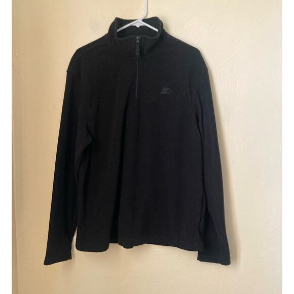 Starter Men's Pull Over Top Long Sleeve Black Waffle Knit Size L 1/4 Zip - Picture 2 of 6